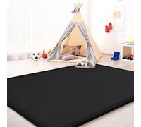 TT Home Tapis De Jeu en Mousse Tapis Chambre Enfant Soft Antidérapant Unis, Couleur: Noir, Dimension:140x200 cm