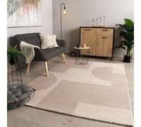 TT Home Tapis De Salon à Poils Courts Moderne Soft Pelucheux Design Abstrait Robuste Aspect 3D, Couleur:Beige Crème, Dimension:120x170 cm