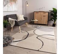 TT Home Tapis De Salon à Poils Courts Moderne Soft Pelucheux Design Abstrait Robuste, Couleur:Beige Clair Gris, Dimension:200x290 cm