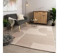 TT Home Tapis De Salon à Poils Courts Moderne Soft Pelucheux Design Abstrait Robuste, Couleur:Beige Crème, Dimension:80x150 cm