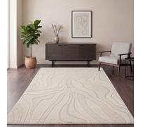 TT Home Tapis De Salon Salle à Manger Tapis à Poils Courts Japandi Scandinave Boho Design Panglao Abstrait Soft-Touch Effet, Dimension:200x280 cm
