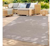 TT Home Tapis Intérieur & Extérieur Résistant Aux Intempéries Terrasse Balcon Salle À Manger Motif Boho Moderne Look Skandi, Couleur:Beige, Dimension:80x250 cm