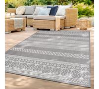 TT Home Tapis Jardin Exterieur Terrasse Cambre Cuisine Balcon Modern Motif Diamant Bohème Motif Geometrique, Couleur: Gris Blanc, Dimension:80x150 cm