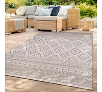 TT Home Tapis Jardin Exterieur Terrasse Cambre Cuisine Balcon Modern Motif Diamant Bohème Motif Geometrique, Couleur:Beige 2, Dimension:160x220 cm