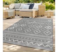 TT Home Tapis Jardin Exterieur Terrasse Cambre Cuisine Balcon Modern Motif Diamant Bohème Motif Geometrique, Couleur:Gris 2, Dimension:120x160 cm