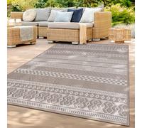 TT Home Tapis Jardin Exterieur Terrasse Cambre Cuisine Balcon Modern Motif Diamant Bohème Motif Geometrique, Couleur: Beige, Dimension:120x160 cm