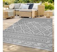 TT Home Tapis Jardin Exterieur Terrasse Cambre Cuisine Balcon Modern Motif Diamant Bohème Motif Geometrique, Couleur: Gris Foncé, Dimension:80x150 cm