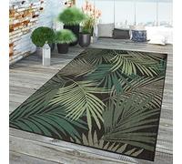 TT Home Tapis Jardin Exterieur Terrasse Cambre Cuisine Balcon Modern Palmiers Fleuri, Couleur:Vert Noir, Dimension:120x170 cm