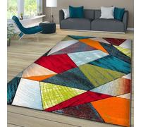 TT Home Tapis Pile Courte Chambre Adulte Salon Modern Motif Geometrique Moucheté 3D Multicolore, Couleur: Vert Rouge Bleu, Dimension:160x230 cm