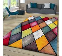 TT Home Tapis Pile Courte Chambre Adulte Salon Modern Motif Geometrique Moucheté 3D Multicolore, Couleur:Gris Vert Jaune, Dimension:80x150 cm