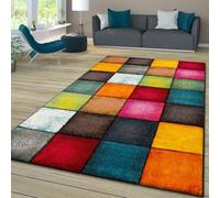 TT Home Tapis Pile Courte Chambre Adulte Salon Modern Motif Geometrique Moucheté 3D Multicolore, Couleur:Gris Rouge Jaune, Dimension:60x110 cm