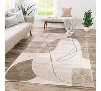 TT Home Tapis Pile Courte Chambre Adulte Salon Motif Geometrique 3D Abstrait, Couleur:Beige Sable, Dimension:80x150 cm
