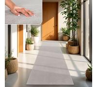 TT Home Tapis Poil Ras Tapis De Salon Monochrome Design Moderne Lavable, Couleur: Argent, Dimension:80x300 cm