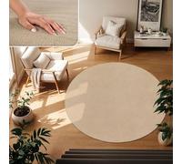 TT Home Tapis Poil Ras Tapis De Salon Monochrome Design Moderne Lavable, Couleur: Beige Foncé, Dimension:80 cm Rond
