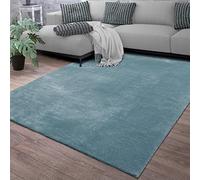 TT Home Tapis Poil Ras Tapis De Salon Monochrome Design Moderne Lavable, Couleur: Bleu Clair Turquoise, Dimension:160 cm Rond