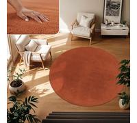 TT Home Tapis Poil Ras Tapis De Salon Monochrome Design Moderne Lavable, Couleur: Orange Foncé, Dimension:80 cm Rond