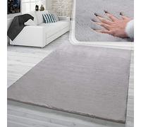 TT Home Tapis Poils Hauts pour Salon Imitation Fourrure De Lapin Douce Fausse Fourrure Gris, Dimension:140x200 cm