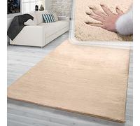 TT Home Tapis Poils Longs Chambre À Coucher Fausse Fourrure De Lapin Moelleux, Couleur:Crème Sable, Dimension:140x200 cm