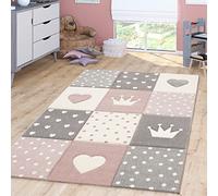 TT Home Tapis pour Enfant Garcon Fille Pastel 3D Pois Coeur, Couleur:Rose, Dimension:80x150 cm