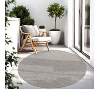 TT Home Tapis pour Extérieur Tapis De Cuisine Balcon Terrasse Design Uni Moderne, Couleur:Gris, Dimension:Ø 120 cm Rond