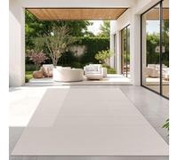 TT Home Tapis pour Extérieur Tapis De Cuisine Balcon Terrasse Design Uni Moderne, Couleur:Ivoire, Dimension:Ø 150 cm Carré