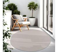 TT Home Tapis pour Extérieur Tapis De Cuisine Balcon Terrasse Design Uni Moderne, Couleur:Ivoire, Dimension:Ø 160 cm Rond