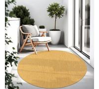 TT Home Tapis pour Extérieur Tapis De Cuisine Balcon Terrasse Design Uni Moderne, Couleur: Jaune, Dimension:120 cm Rond