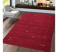 TT Home Tapis Rouge Salon Laine Tissé Main Gabbeh Qualité Style Ethnique Moderne, Dimension:80x150 cm