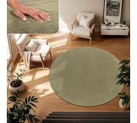 TT Home Tapis Salon Vert Clair 160 cm Rond Lavable et Poil Ras | Tapis Moderne et Moelleux, Facile D’Entretien et Antidérapant, Idéal Pour Salon, Chambre, Chambre D’Enfant et Couloir