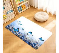 TTBAoDAoY Tapis de Porte Paillasson 40x60cm Interieur et Extérieur Antidérapant Absorbant, Fleurs dans Un Bouquet d'hortensias Bleus et Papillon