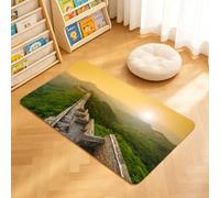 TTBAoDAoY Tapis de Porte Paillasson 40x60cm Interieur et Extérieur Antidérapant Absorbant, La Grande Muraille de Chine s'étend au-Dessus de Montagnes verdoyantes au Lever du Soleil doré