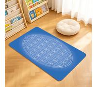 TTBAoDAoY Tapis de Porte Paillasson 40x60cm Interieur et Extérieur Antidérapant Absorbant, Mandala symétrique Fleur de Vie, Contour Blanc sur Fond Bleu foncé