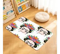 TTBAoDAoY Tapis de Porte Paillasson 40x60cm Interieur et Extérieur Antidérapant Absorbant, Motif de Papier Peint Amusant avec Une Femme à la Bouche fermée et Une Couronne de Roses