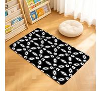 TTBAoDAoY Tapis de Porte Paillasson 50x80cm Interieur et Extérieur Antidérapant Absorbant, Motif géométrique symétrique Blanc sur Fond Noir, sans Couture