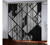 TTBBBB Rideaux Salon Occultants - Géométrie tridimensionnelle Gris Noir - L 280 x H 240 cm 3D imprimé Opaques Rideaux calorifuges Polyester Adulte Enfant D'Intérieur Chambre Salon Cuisine de Fenêtre
