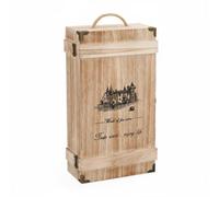 TTETTZ Coffret Vin Boîte Vin Coffret Bouteille Étui Bouteille en Bois de Pin avec Poignée Réutilisable pour Stockage et, Boîte À Vin Double En Paulownia Avec Coins En Fer