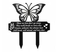 TTETTZ Plaque Funéraire en Fer avec Finition, Plaque Commémorative Papillon Noir avec Inscription Those We Love Don T Go Away