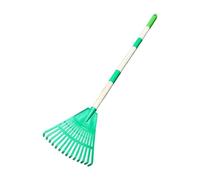 TTETTZ Râteau à feuilles pour jardinage, nettoyage rapide, 3 sections, 14 dents, outil idéal pour les enfants (parterres fleurs, arbustes), Vert