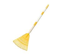 TTETTZ Râteau à feuilles pour jardinage, nettoyage rapide, 3 sections, 14 dents, outil idéal pour les enfants (parterres fleurs, arbustes), Jaune