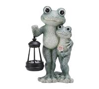 TTETTZ Statue de Grenouille Ornementale Solaire, Sculpture Animale de Jardin en Résine, Lampe Décorative D'extérieur, Idéale pour La Maison, Le Balcon Ou, Gris Vert