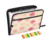 Ttgoth Trieur accordéon tropical hibiscus 13 poches extensible avec étiquettes A4 Porte-documents portable pour reçus et documents pour l'école, le bureau et le travail