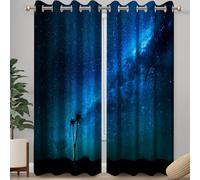 Ttincceer Rideaux occultants Galaxie pour Chambre de garçon, 2 Panneaux, Ciel étoilé, Espace, Rideaux-occultants pour fenêtre, Rideau isolants Thermiques avec œillets 140x245cm