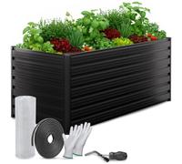 TTL GARDEN Meadow L High Jardinière surélevée en métal anthracite - 180 x 80 x 80 cm - Tôle d'acier inoxydable galvanisée et laquée gris - Forme rectangulaire très stable - Pour légumes, herbes