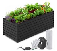 TTL GARDEN Meadow XL High Jardinière surélevée en métal anthracite - Tôle d'acier inoxydable galvanisée et laquée gris - Forme rectangulaire très stable - Pour légumes, herbes, fleurs, jardin, potager