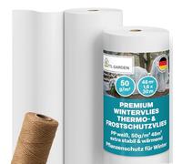 TTL GARDEN Toison non-tissée d'hiver 50 g/m² 48 m² 1,6 m x 30 m en rouleau + 50 m de ficelle - Protection contre le gel pour plantes d'extérieur - Bâche de protection des plantes pour plantes d'hiver
