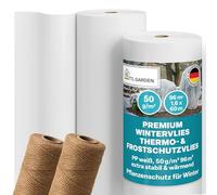 TTL GARDEN Toison non-tissée d'hiver - 50 g/m² - 96 m² - 1,6 m x 60 m - Blanc - En rouleau + 100 m de ficelle - Protection contre le gel - Toison thermique - Protection hivernale pour plantes