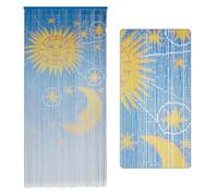 TTM BAMBOO Moon & Sun Rideau en Perles de Bambou, Rideau à Suspendre, Perles de Porte en Bambou, 91,4 x 200,7 cm, 90 Fils