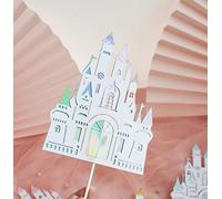TTOA - Décoration de gâteau en forme de château irisé de princesse | Décoration de gâteau d'anniversaire | Pic à gâteau réutilisable