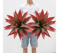 Ttranewsoo Lot de 2 grandes plantes d'agave artificielles résistantes aux UV pour décoration intérieure et extérieure - Rouge - 71,1 cm