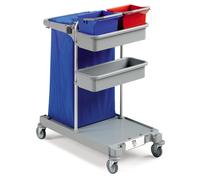 TTS Chariot d'entretien classique avec protège sac PVC 110l et couvercle double fond - 2 x 6 litres